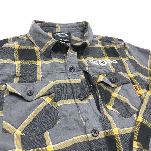 Off the Grid Destroyer Gray Plaid 5-Pocket 100% Cotton Flannel Shirt Mens Med - Picture 8 of 10